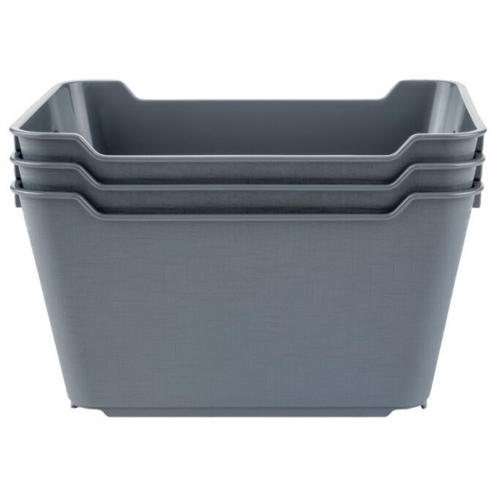 Set 3 cutii Livarno Home Deco din plastic, 1,8L, gri Set 3 cutii Livarno Home Deco din plastic, 1,8L, gri